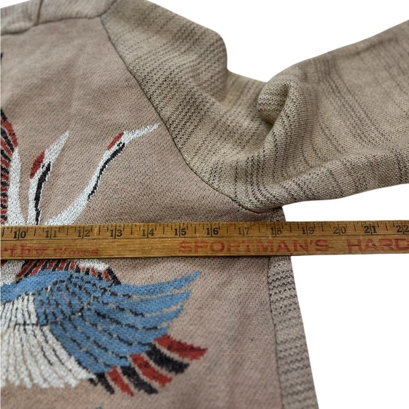 Anthropologie HWR Rare Embroidered Crane Wool Blend Kimono Cardigan XS - Picture 9 of 11